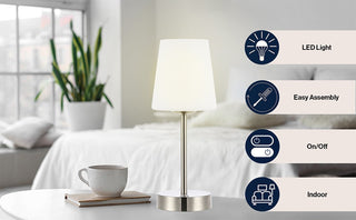 Mainstays 12.75" Modern Minimalist Iron Rechargeable Integrated LED Table Lamp