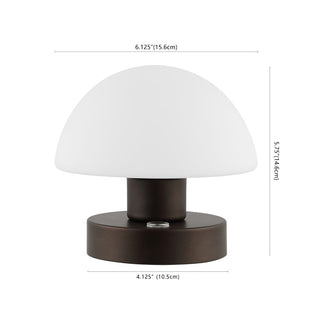 Modern mushroom  5.75" Bohemian Farmhouse Iron Rechargeable Integrated LED Table Lamp