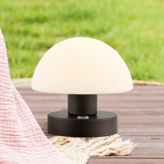 Modern mushroom  5.75" Bohemian Farmhouse Iron Rechargeable Integrated LED Table Lamp