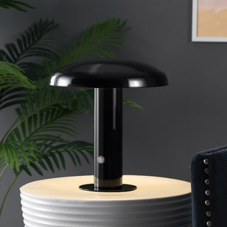 The Kasr Contemporary Bohemian Rechargeable/Cordless Iron Integrated LED Mushroom Table Lamp