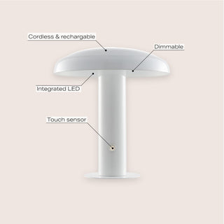 The Kasr Contemporary Bohemian Rechargeable/Cordless Iron Integrated LED Mushroom Table Lamp