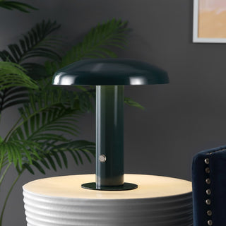 The Kasr Contemporary Bohemian Rechargeable/Cordless Iron Integrated LED Mushroom Table Lamp