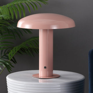 The Kasr Contemporary Bohemian Rechargeable/Cordless Iron Integrated LED Mushroom Table Lamp