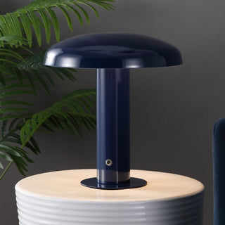 The Kasr Contemporary Bohemian Rechargeable/Cordless Iron Integrated LED Mushroom Table Lamp