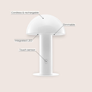 foziq Contemporary Bohemian Rechargeable/Cordless Iron Integrated LED Mushroom Table Lamp