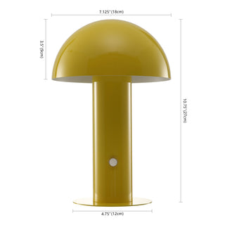 foziq Contemporary Bohemian Rechargeable/Cordless Iron Integrated LED Mushroom Table Lamp