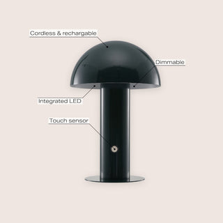 foziq Contemporary Bohemian Rechargeable/Cordless Iron Integrated LED Mushroom Table Lamp