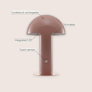 foziq Contemporary Bohemian Rechargeable/Cordless Iron Integrated LED Mushroom Table Lamp