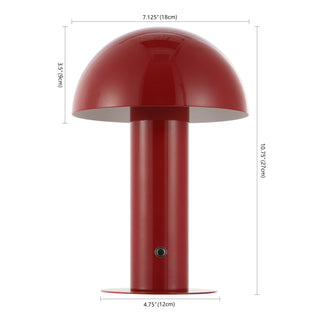 foziq Contemporary Bohemian Rechargeable/Cordless Iron Integrated LED Mushroom Table Lamp