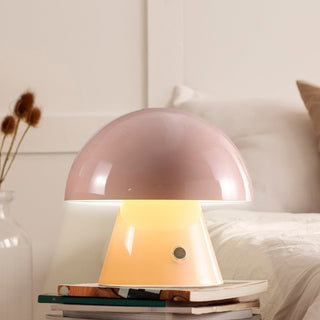 Porcini Contemporary Bohemian Rechargeable/Cordless Iron Integrated LED Mushroom Table Lamp