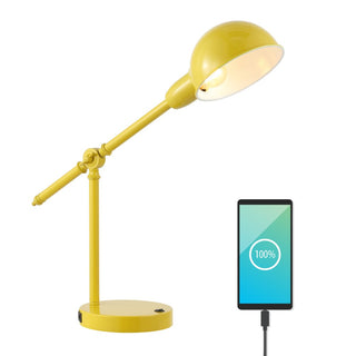 Liam 20.25" Vintage Industrial Iron Adjustable Dome Shade LED Task Lamp with USB Charging Port