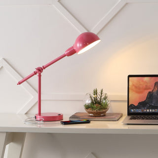 Liam 20.25" Vintage Industrial Iron Adjustable Dome Shade LED Task Lamp with USB Charging Port