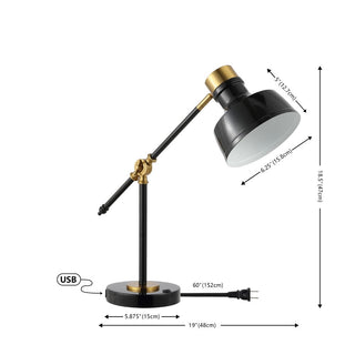 MaxLite 18.5" Classic Farmhouse Adjustable Cantilever LED Task Lamp with USB Charging Port