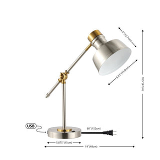 MaxLite 18.5" Classic Farmhouse Adjustable Cantilever LED Task Lamp with USB Charging Port