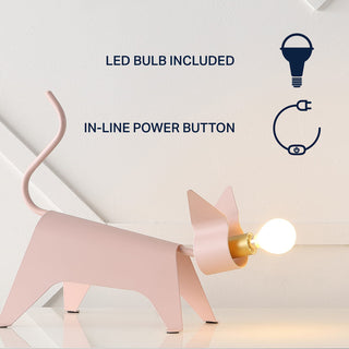 Konsep 11.75" Modern Industrial Iron Feline LED Kids' Lamp