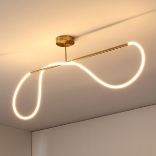 Nagla Contemporary Minimalist 360 Adjustable Silicone Neon Rope Dimmable Linear Integrated LED Flush Mount