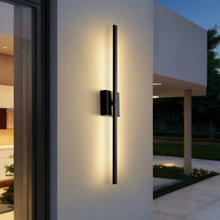 Shrut 28" Modern Minimalist Indoor/Outdoor Metal 350-Degree Rotatable Dimmable Integrated LED Wall Sconce