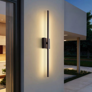 Shrut 28" Modern Minimalist Indoor/Outdoor Metal 350-Degree Rotatable Dimmable Integrated LED Wall Sconce