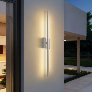 Shrut 28" Modern Minimalist Indoor/Outdoor Metal 350-Degree Rotatable Dimmable Integrated LED Wall Sconce