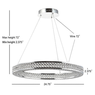 Ryan 24.7" Round Integrated LED Crystal/Metal Chandelier