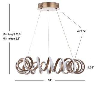 Mekong 24" Adjustable Spiral Integrated LED Metal Chandelier Ceiling Light