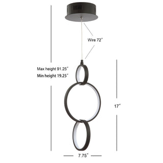 Yangtze 7.75" Adjustable Integrated LED Metal Ring Pendant