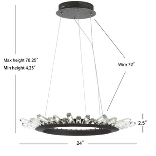 Meuse 24" Adjustable Integrated LED Modern Crystal Pendant