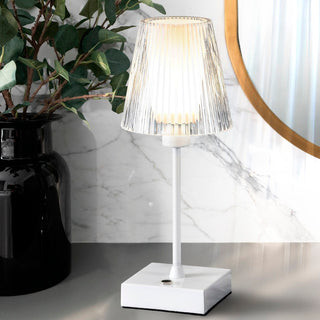 ARSTID Modern Industrial Rechargeable/Cordless Iron/Acrylic Integrated LED Table Lamp with Ribbed Shade