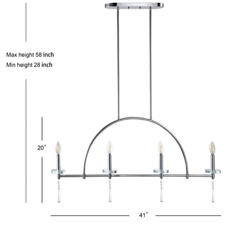 Dakota 41" 4-light Linear Metal/Crystal LED Pendant