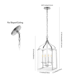 Hayes 11" Lantern Metal/Glass LED Pendant