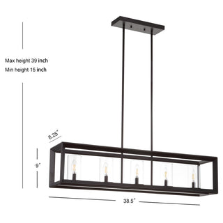 Terry 38.5" Linear 5-light Metal/Glass LED Pendant