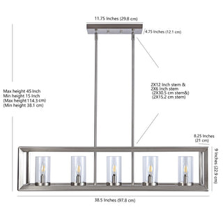 Terry 38.5" Linear 5-light Metal/Glass LED Pendant