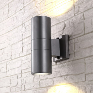 Domingo 6" Cylinder Outdoor Metal/Glass Integrated LED Sconce with Uplight