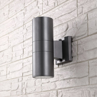 Domingo 6" Cylinder Outdoor Metal/Glass Integrated LED Sconce with Uplight