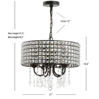 Phoenix 17" Metal/Crystal Adjustable LED Drop Chandelier