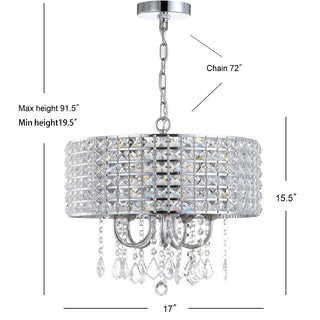 Phoenix 17" Metal/Crystal Adjustable LED Drop Chandelier