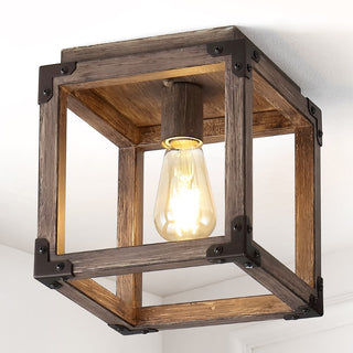 Breakneck 8" Iron Rustic Farmhouse LED Flush Mount