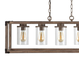 Alica 36" 5-Light Linear Adjustable Iron/Seeded Glass Rustic Farmhouse LED Pendant