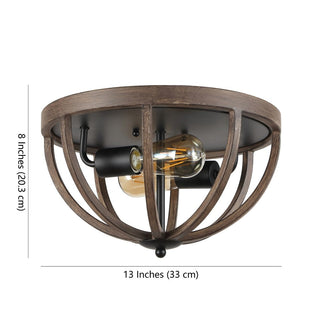 Alice 13" 2-Light Iron Rustic Farmhouse LED Flush Mount