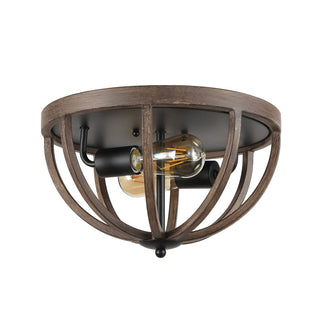 Alice 13" 2-Light Iron Rustic Farmhouse LED Flush Mount