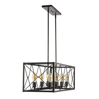 dalax 39" 8-Light Adjustable Iron Farmhouse Industrial LED Dimmable Pendant