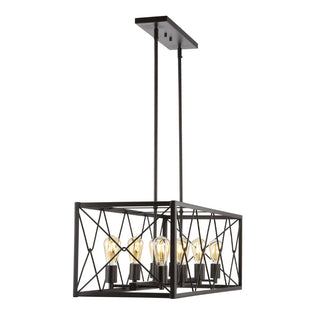 dalax 39" 8-Light Adjustable Iron Farmhouse Industrial LED Dimmable Pendant