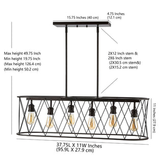 Gardner 37.75" 6-Light Adjustable Iron Farmhouse Rustic LED Dimmable Pendant