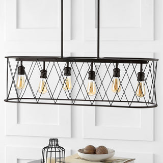 Gardner 37.75" 6-Light Adjustable Iron Farmhouse Rustic LED Dimmable Pendant