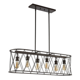 Gardner 37.75" 6-Light Adjustable Iron Farmhouse Rustic LED Dimmable Pendant