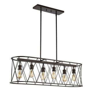 Gardner 37.75" 6-Light Adjustable Iron Farmhouse Rustic LED Dimmable Pendant