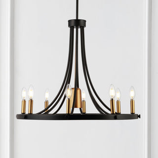 Mansfield 26.75" 9-Light Adjustable Iron Transitional Modern LED Chandelier