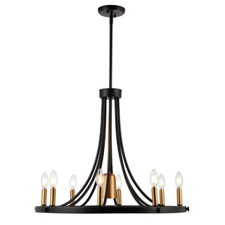 Mansfield 26.75" 9-Light Adjustable Iron Transitional Modern LED Chandelier