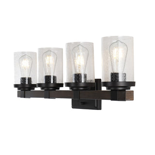 Pinewood Iron/Seeded Glass Rustic Farmhouse LED Vanity Light