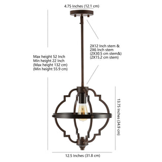 Tuxis 12.5" Adjustable Iron Rustic Industrial LED Pendant